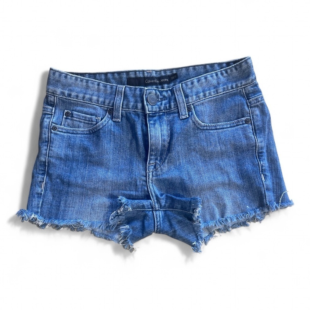 Calvin Klein Women's Frayed Blue Jean Shorts